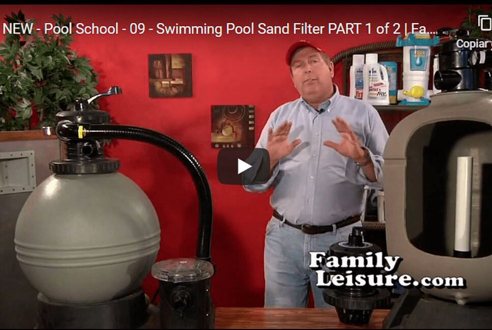 Thumbnail of YouTube video which discusses types of swimming pool filters.
