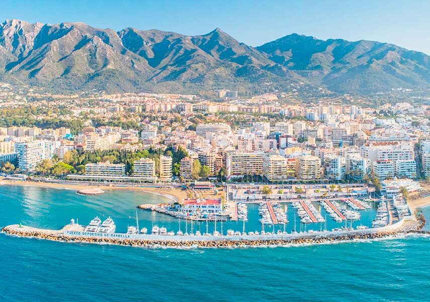 Drone shot of Marbella Harbour